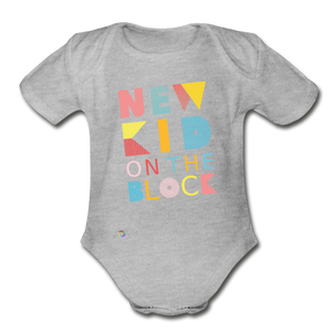 New Kid On The Block -Organic Short Sleeve Baby Bodysuit - heather gray