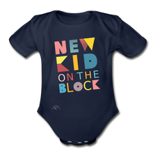 Load image into Gallery viewer, New Kid On The Block -Organic Short Sleeve Baby Bodysuit - dark navy