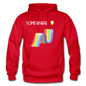 Somewhere Over The Rainbow- Gildan Hoodie Sweatshirt - red