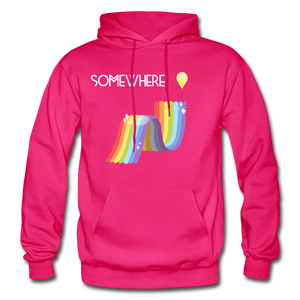 Somewhere Over The Rainbow- Gildan Hoodie Sweatshirt - fuchsia