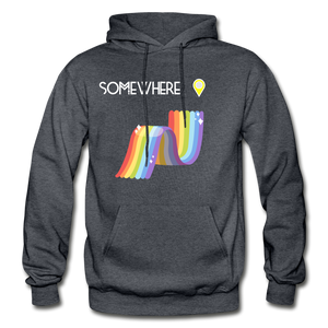 Somewhere Over The Rainbow- Gildan Hoodie Sweatshirt - charcoal gray