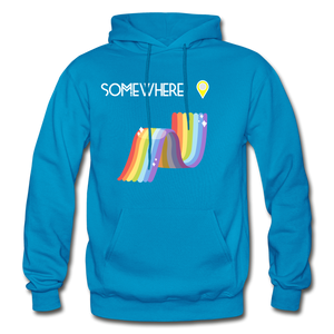 Somewhere Over The Rainbow- Gildan Hoodie Sweatshirt - turquoise