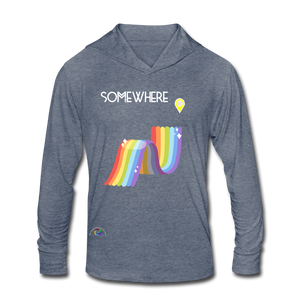 Somewhere Over The Rainbow - Unisex Tri-Blend Hoodie Shirt - heather blue