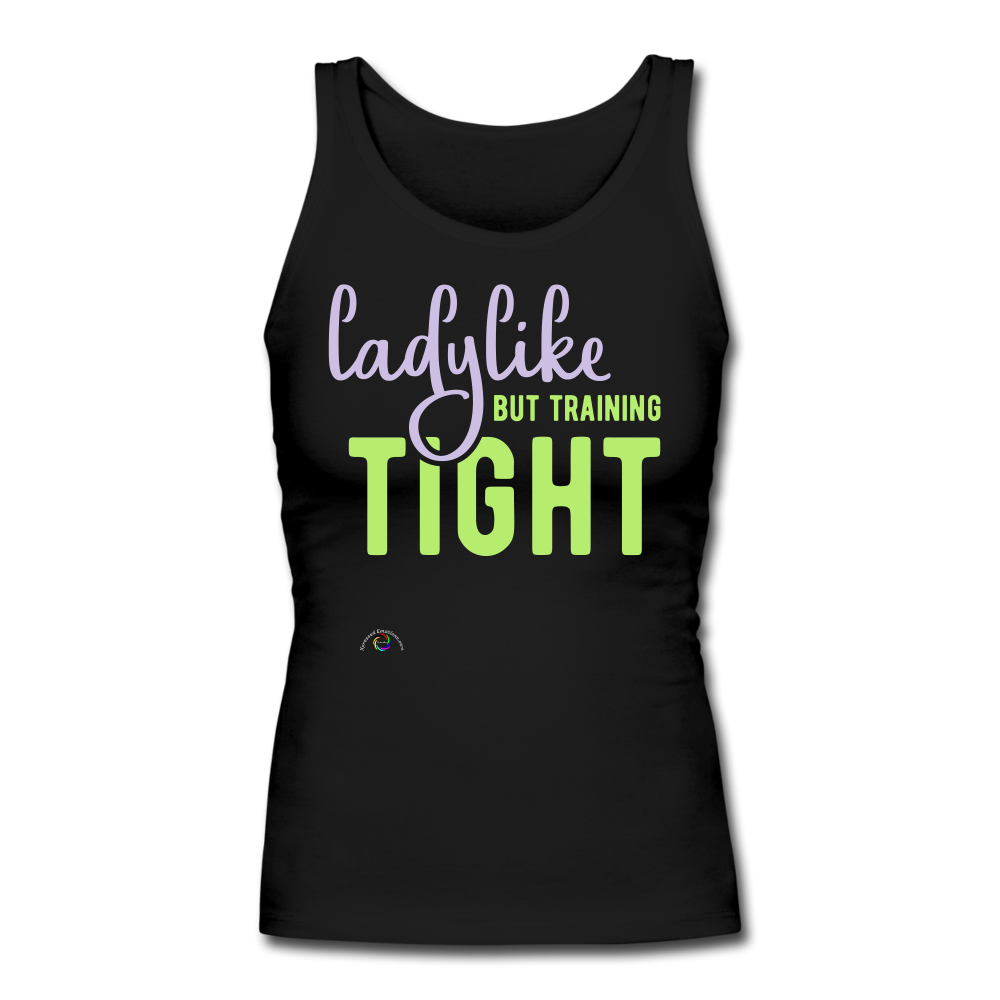 Ladylike But Training Tight-Women's Longer Length Fitted Tank - black