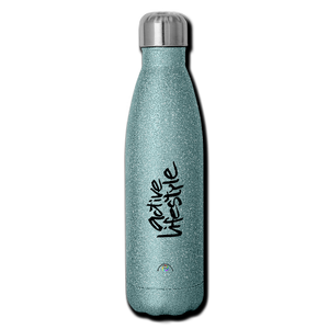 Ladylike But Training Tight - Insulated Stainless Steel Water Bottle - turquoise glitter